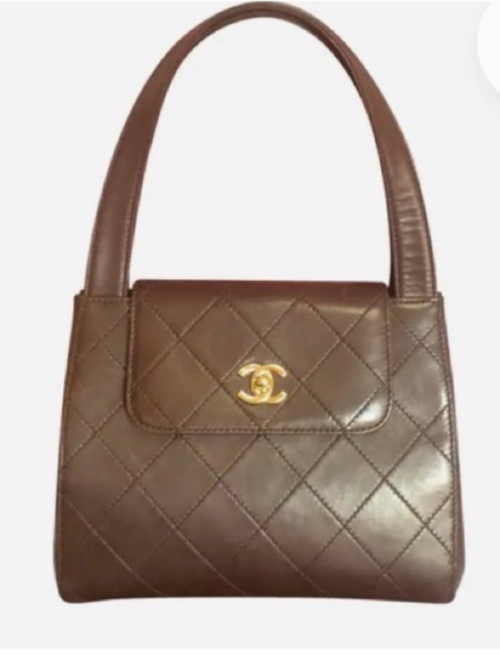 CHANEL Vintage Quilted Lambskin Shoulder Bag in Chocolate